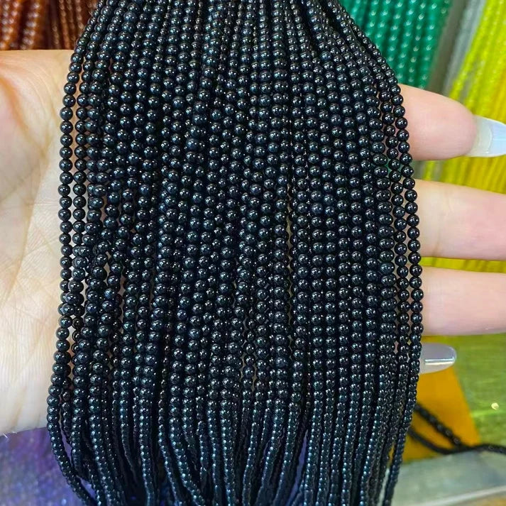 Black Onyx Tiny Smooth Round Beads 2mm 3mm 4mm