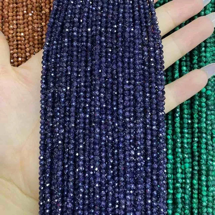 Blue Sands Stone Tiny Faceted Round Beads 2mm 3mm 4mm