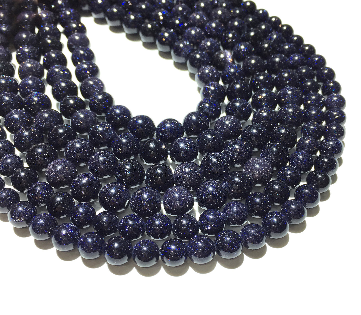 Blue Sandstone Round Loose Bead