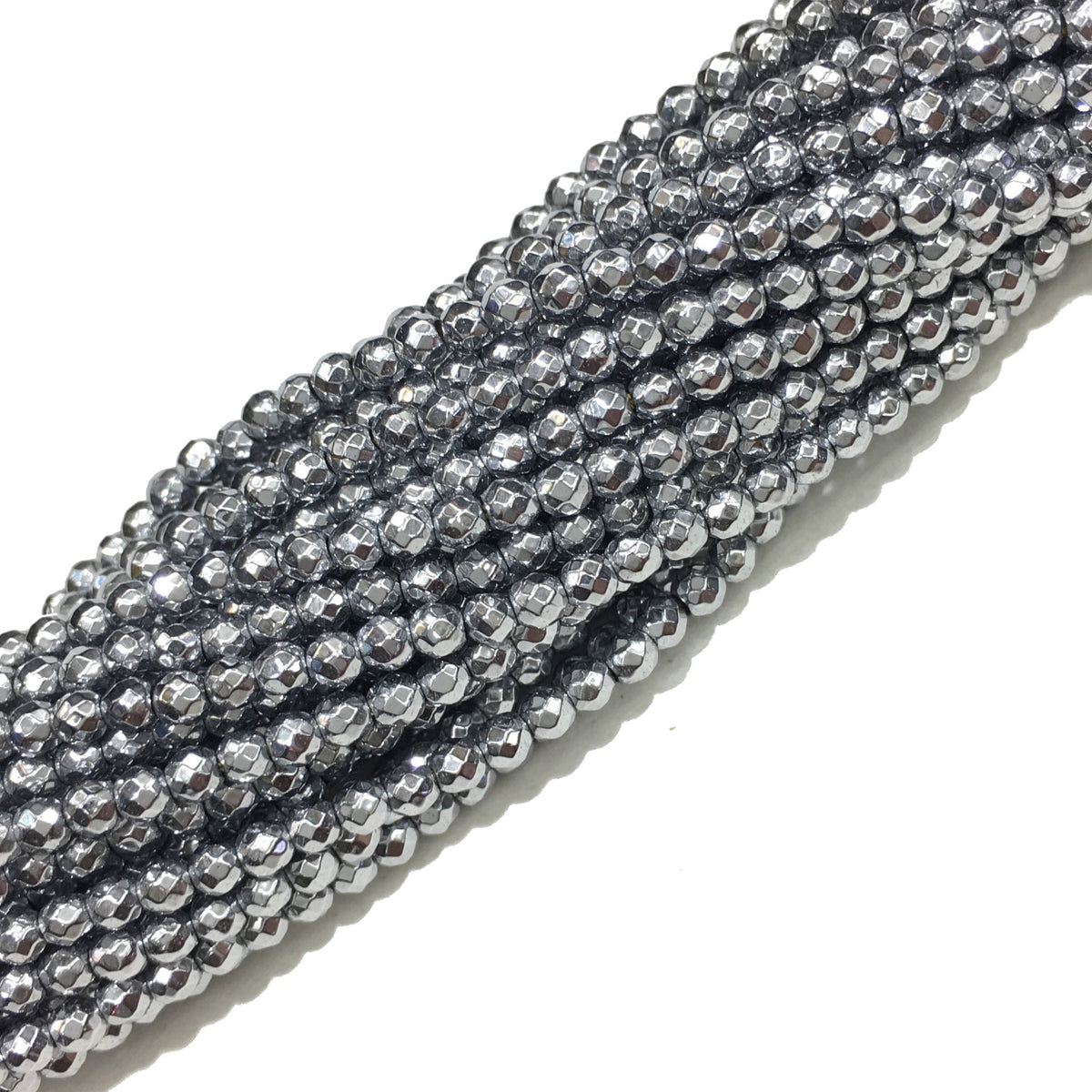 Faceted Round Hematite Beads