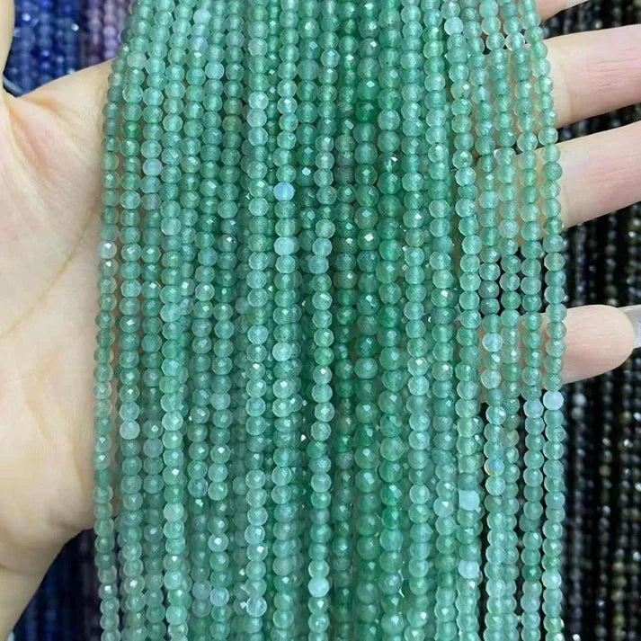 Green Aventurine Tiny Faceted Round Beads 2mm 3mm 4mm