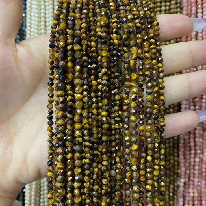 Tiger Eyes Tiny Faceted Round Beads 2mm 3mm 4mm
