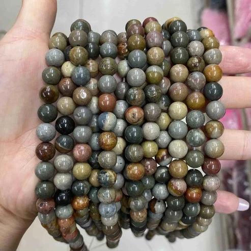 Grey Picasso Jasper Round Smooth Beads 4mm 6mm 8mm 10mm