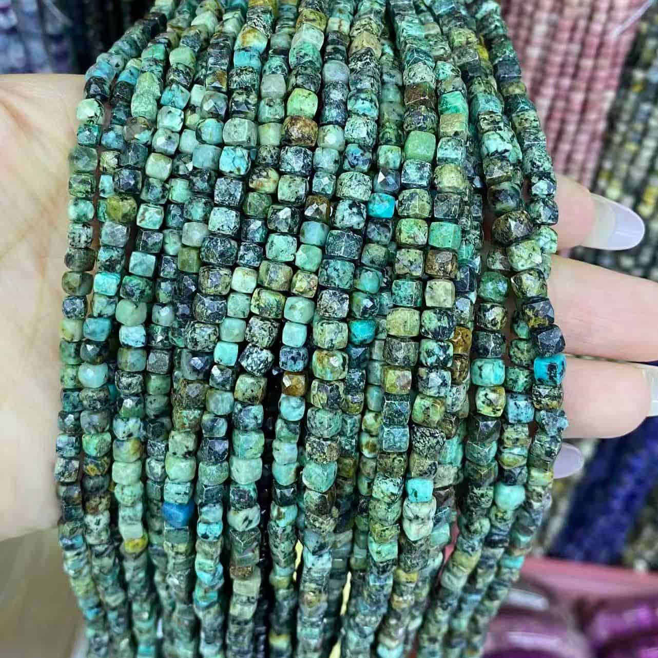 Square Faceted Beads 4-5MM Gemstone/Quartz/Jasper/Agate