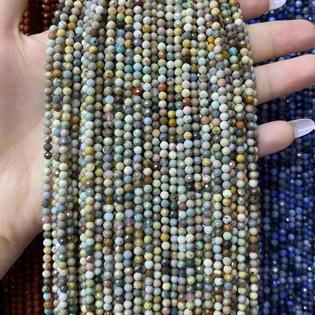 Alashan Agate Tiny Faceted Round Beads 2mm 3mm 4mm