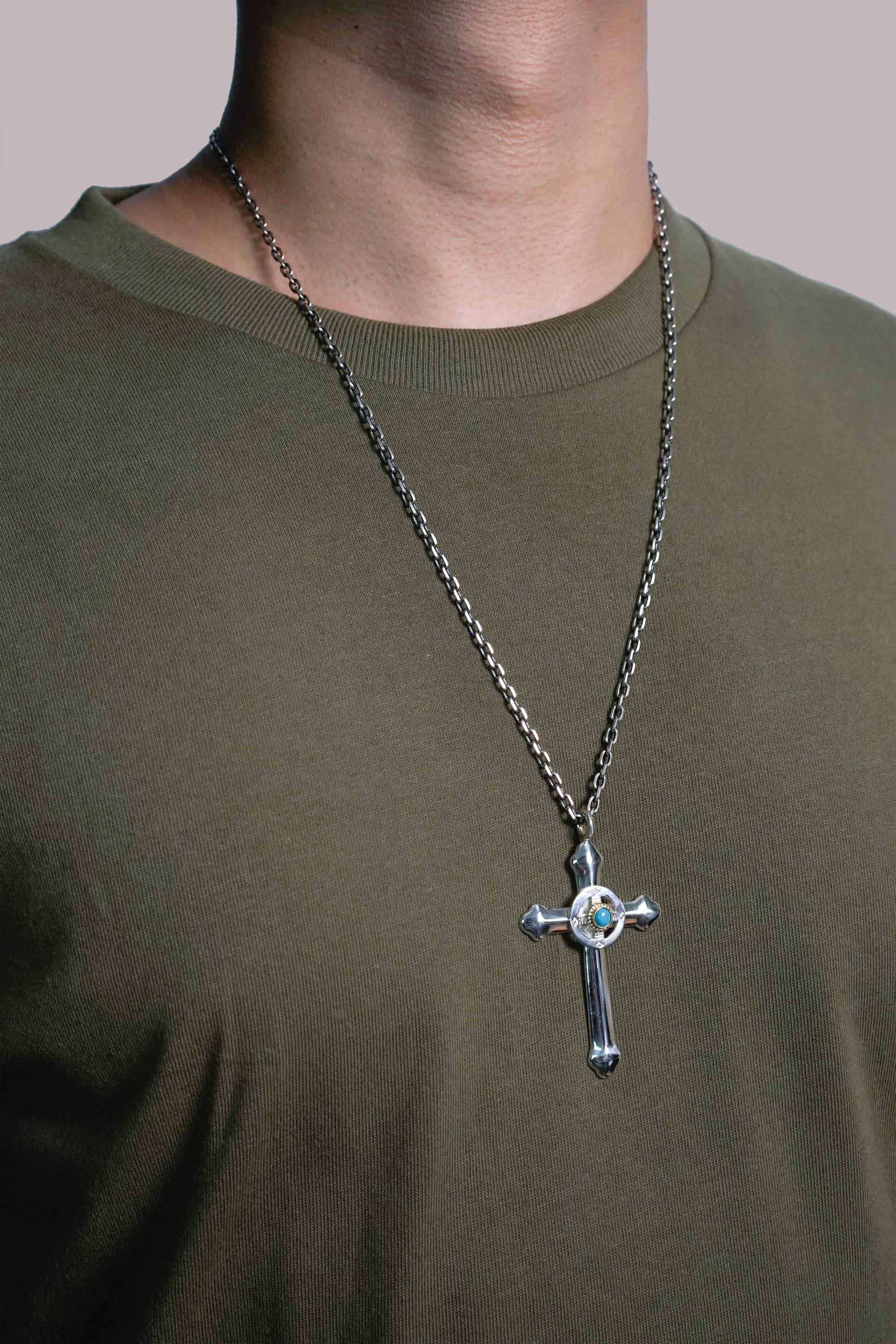 Takahashi Goro Round Turquoise Cross 925 Silver Pendant