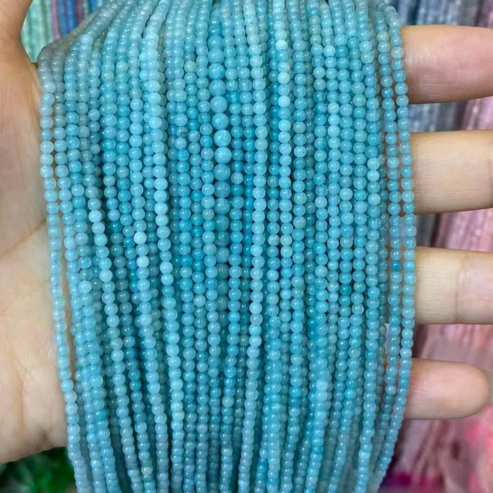Blue Amazonite Tiny Smooth Round Beads 2mm 3mm 4mm