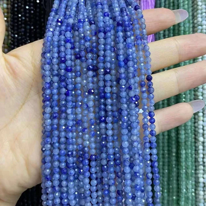 Blue Aventurine Tiny Faceted Round Beads 2mm 3mm 4mm