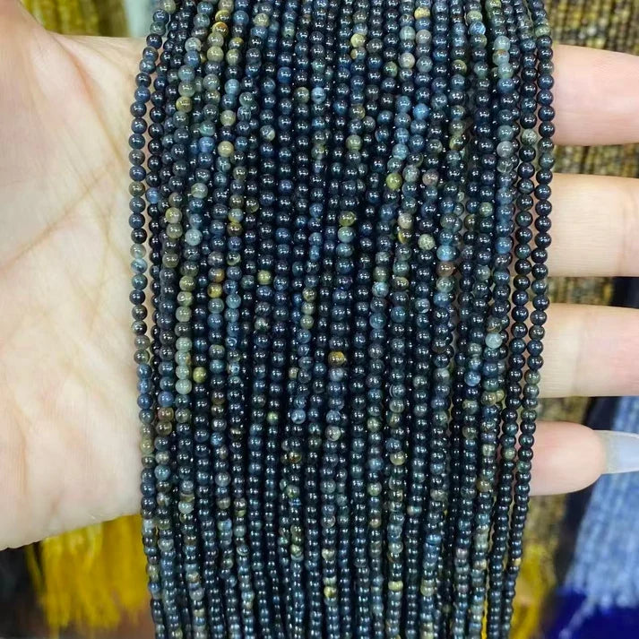 Blue Black Tiger Eyes Tiny Smooth Round Beads 2mm 3mm 4mm