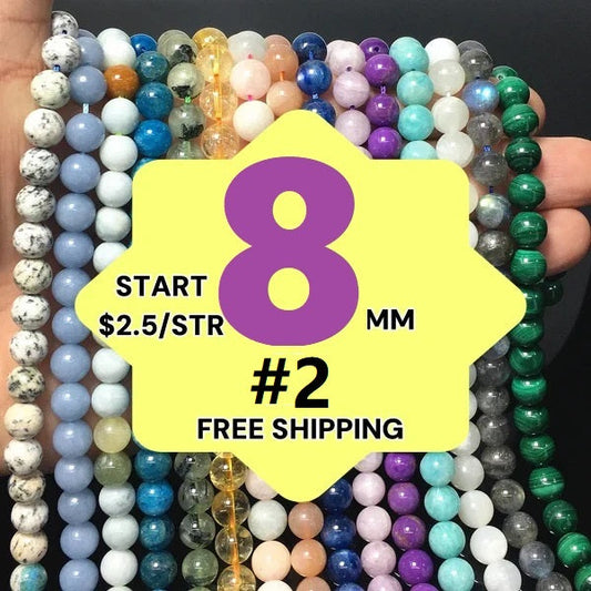 $2.5--8mm #2 Semi- Precious beadsFree Shipping