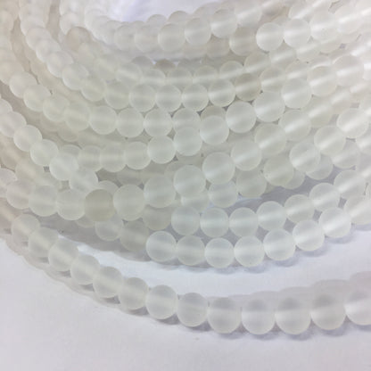 Matte Round Clear Quartz Beads