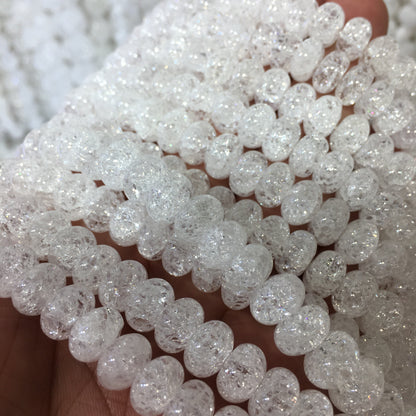 Rondelle Crackle Clear Quartz Beads