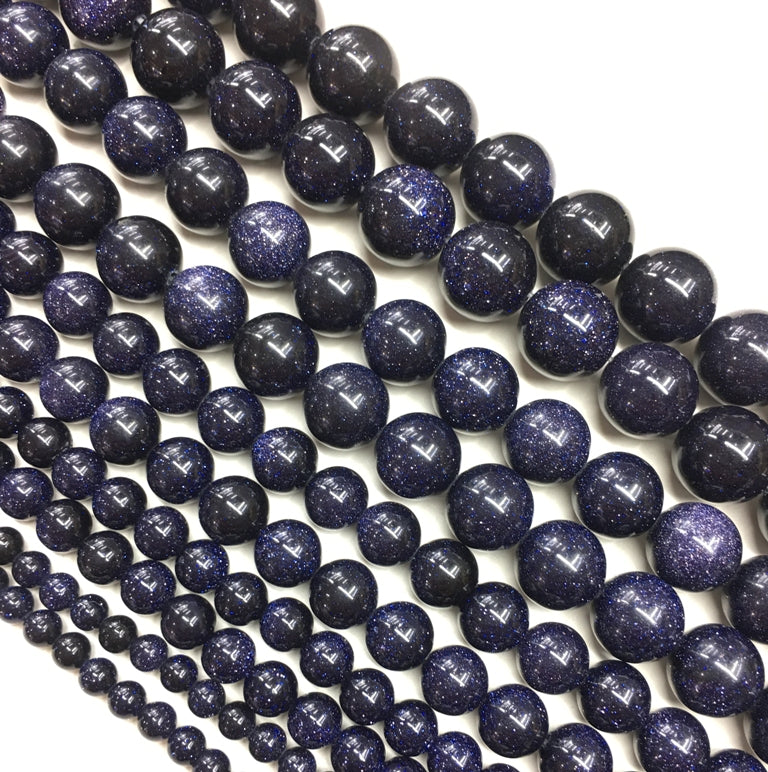 Blue Sandstone Round Loose Bead
