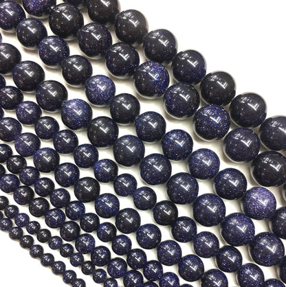 Blue Sandstone Round Loose Bead