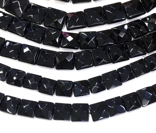 Flat Square Black Onyx Beads