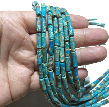 Cylindrical Tube Sea Sediment Japser Beads 4x13mm