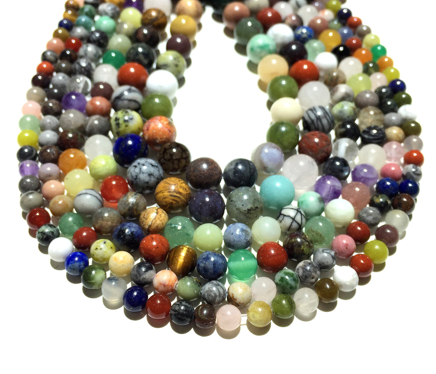 Natural Multi Color Jasper  Eye Round Loose Bead