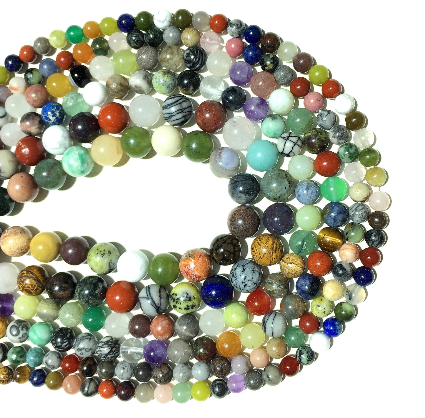 Natural Multi Color Jasper  Eye Round Loose Bead