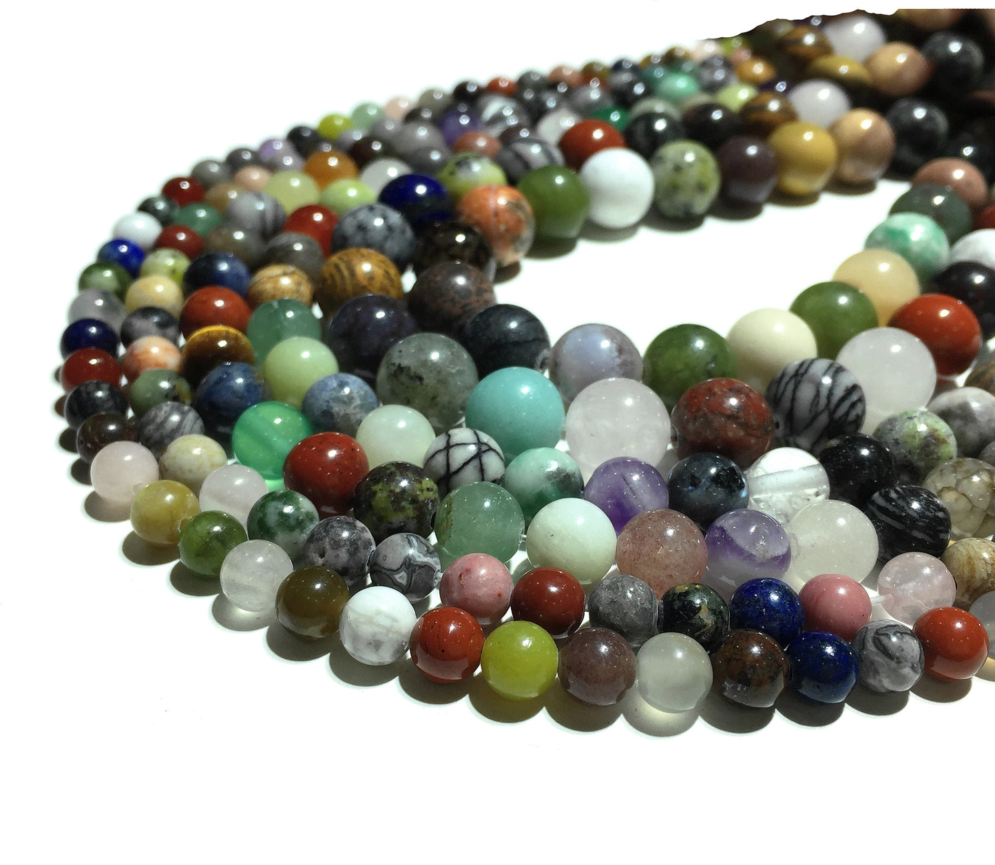 Natural Multi Color Jasper  Eye Round Loose Bead