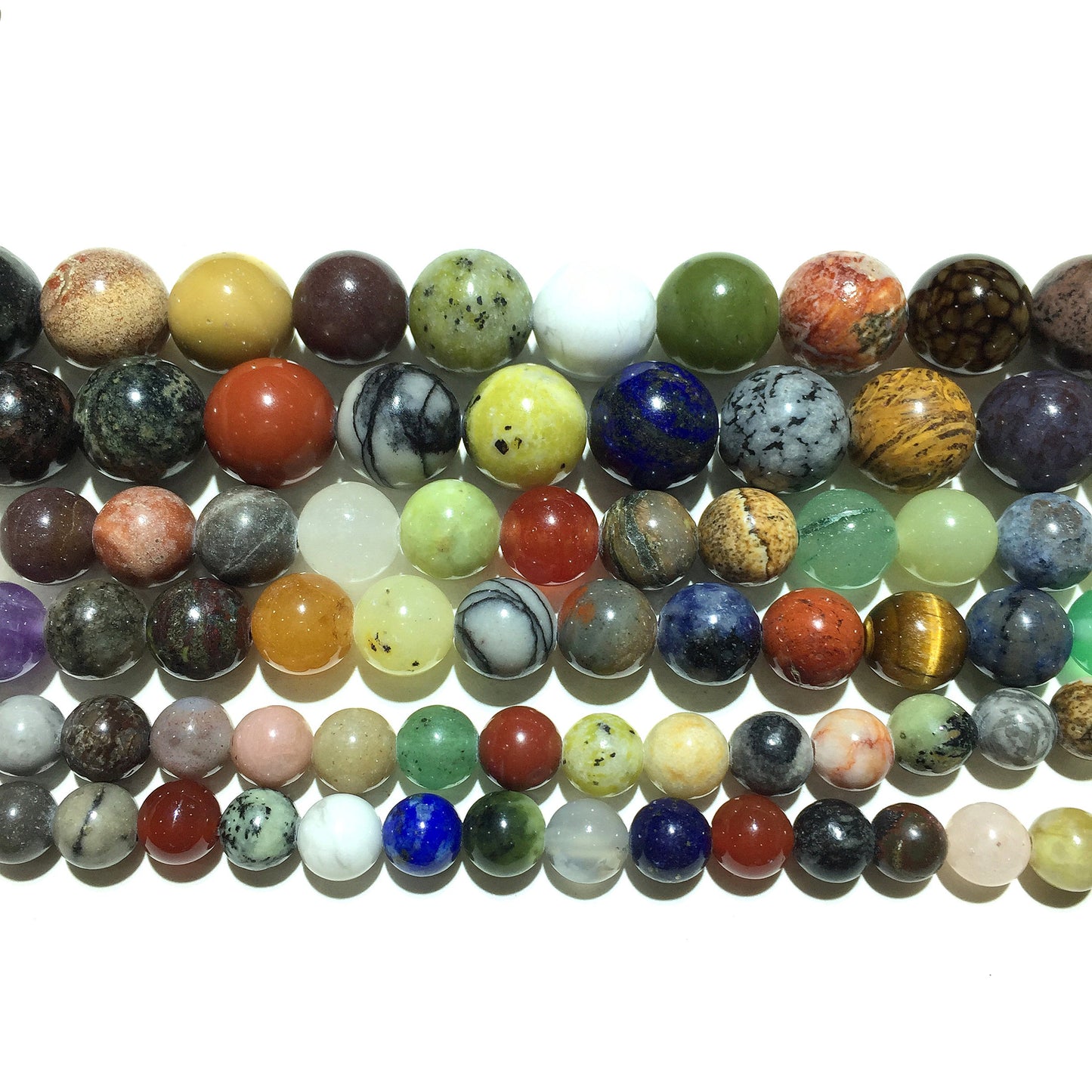 Natural Multi Color Jasper  Eye Round Loose Bead