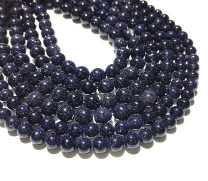 Blue Sandstone Round Loose Bead