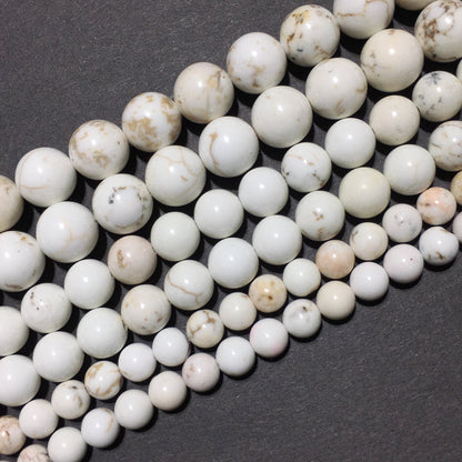 Natural White Turquoise Round Loose Bead