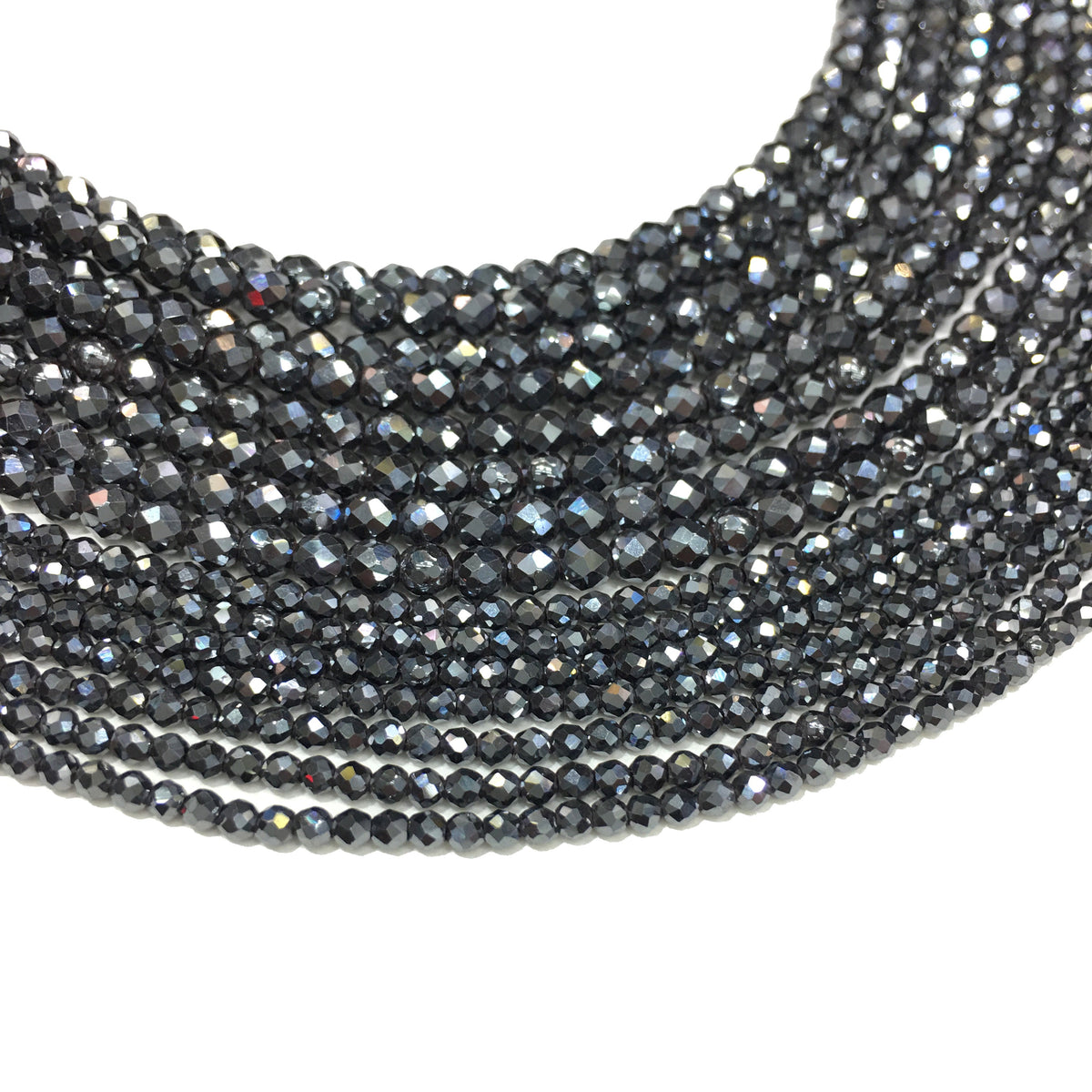 Faceted Round Hematite Beads