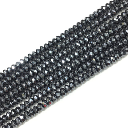 Faceted Rondelle Hematite Beads