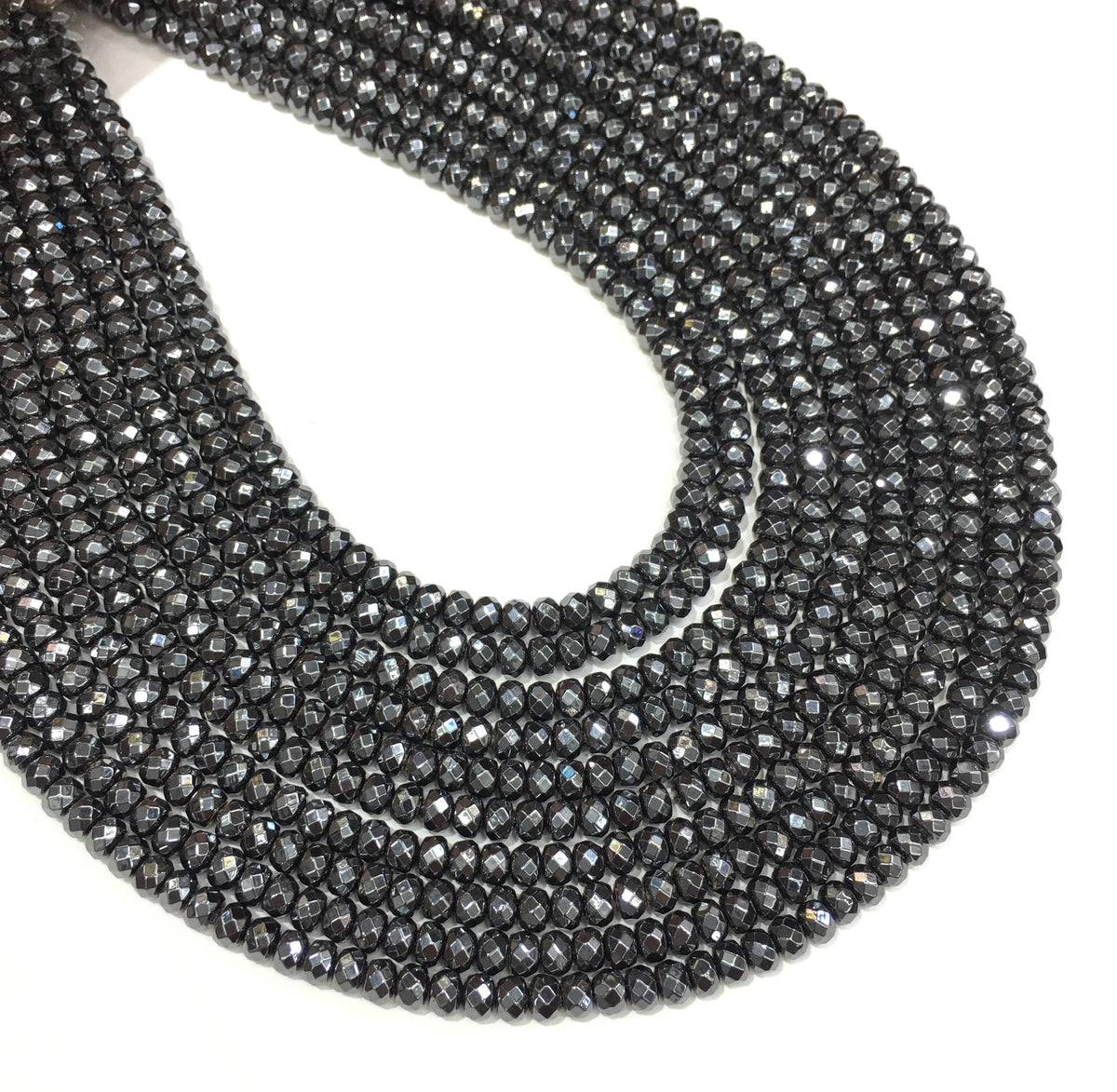 Faceted Rondelle Hematite Beads