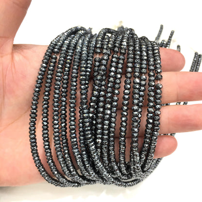Faceted Rondelle Hematite Beads