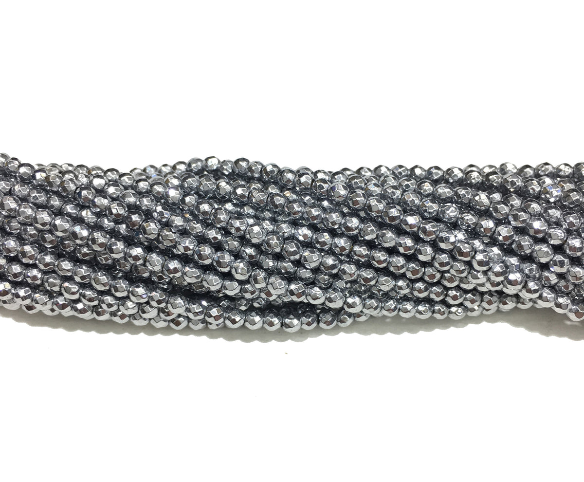 Faceted Round Hematite Beads