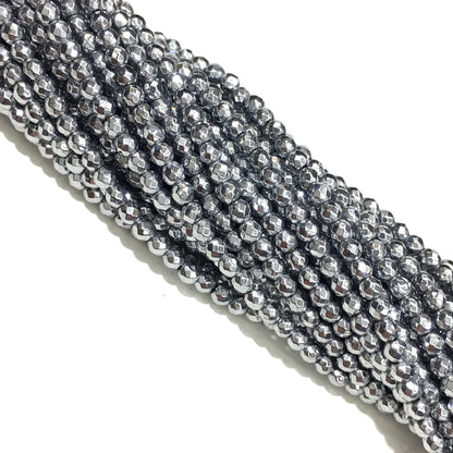 Faceted Round Hematite Beads