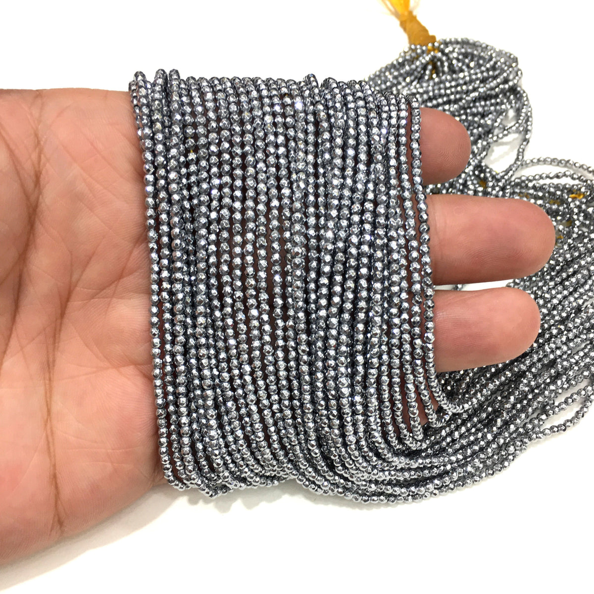 Faceted Round Hematite Beads