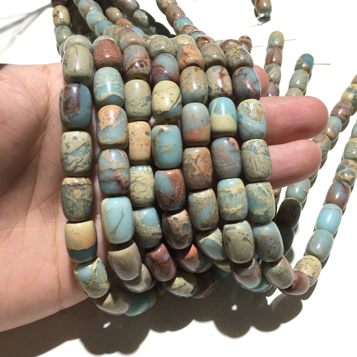Bucket Shape Snake Skin Jasper Beads