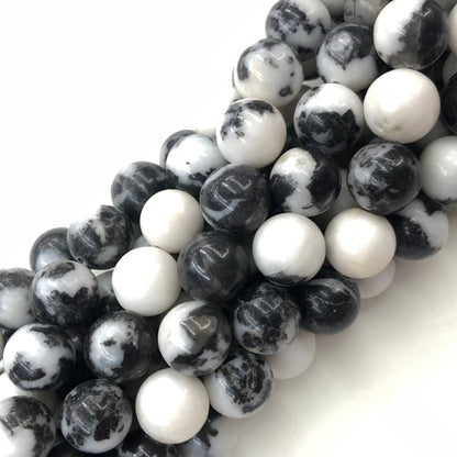 Natural White Zebra Jasper Round Loose Bead