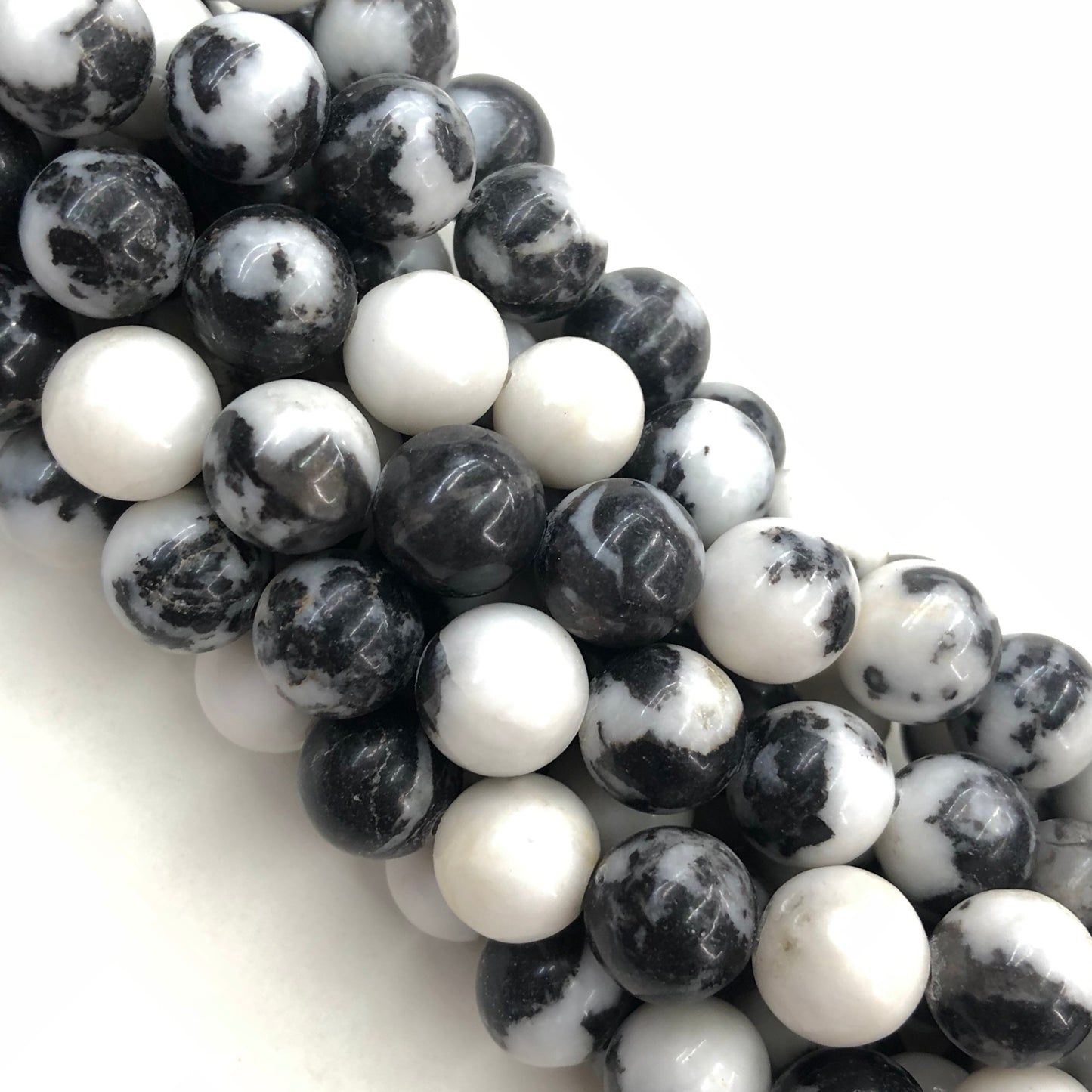 Natural White Zebra Jasper Round Loose Bead