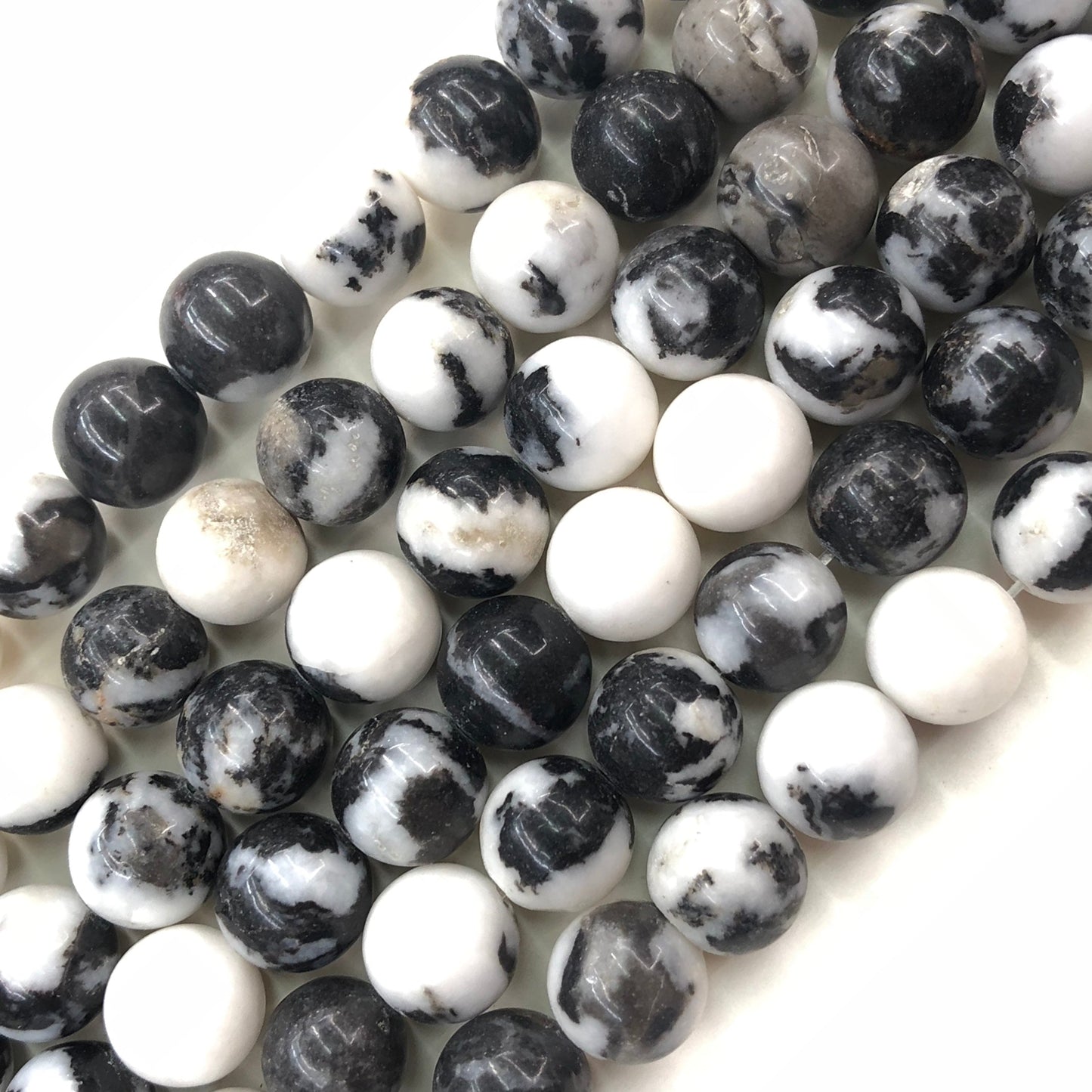 Natural White Zebra Jasper Round Loose Bead