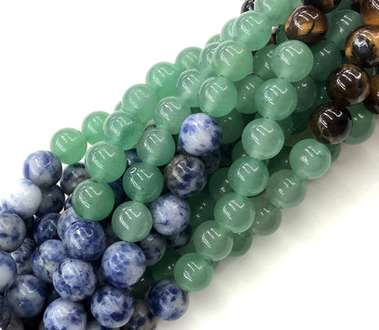 Natural Multi Color Stone Round Loose Bead