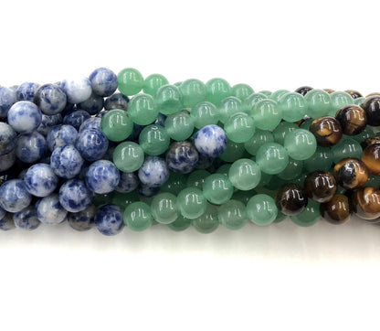 Natural Multi Color Stone Round Loose Bead