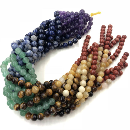 Natural Multi Color Stone Round Loose Bead