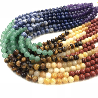 Natural Multi Color Stone Round Loose Bead