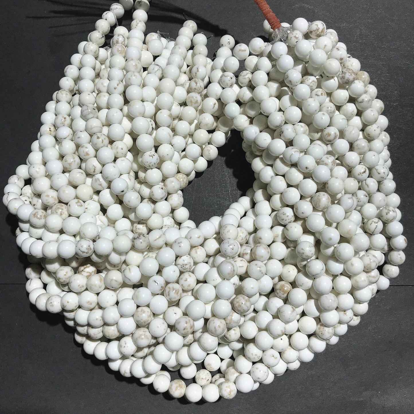 Natural White Turquoise Round Loose Bead