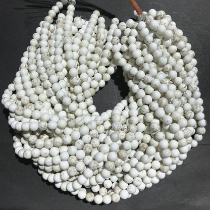 Natural White Turquoise Round Loose Bead