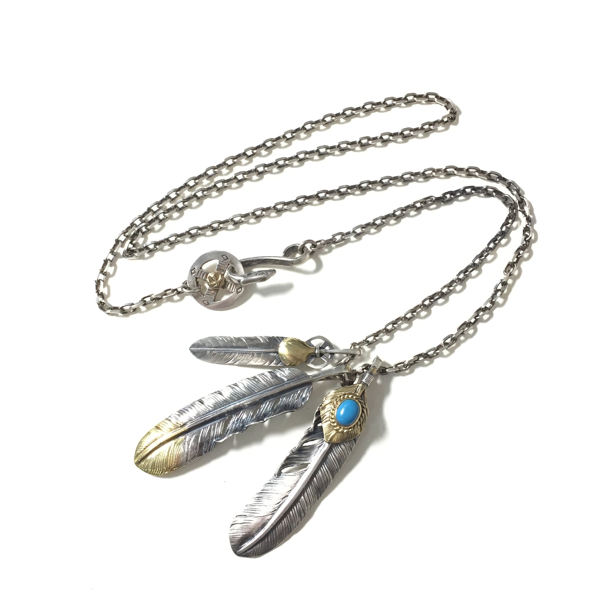 Japan Takahashi Goro Retro Feather Necklace Set 925 Silver