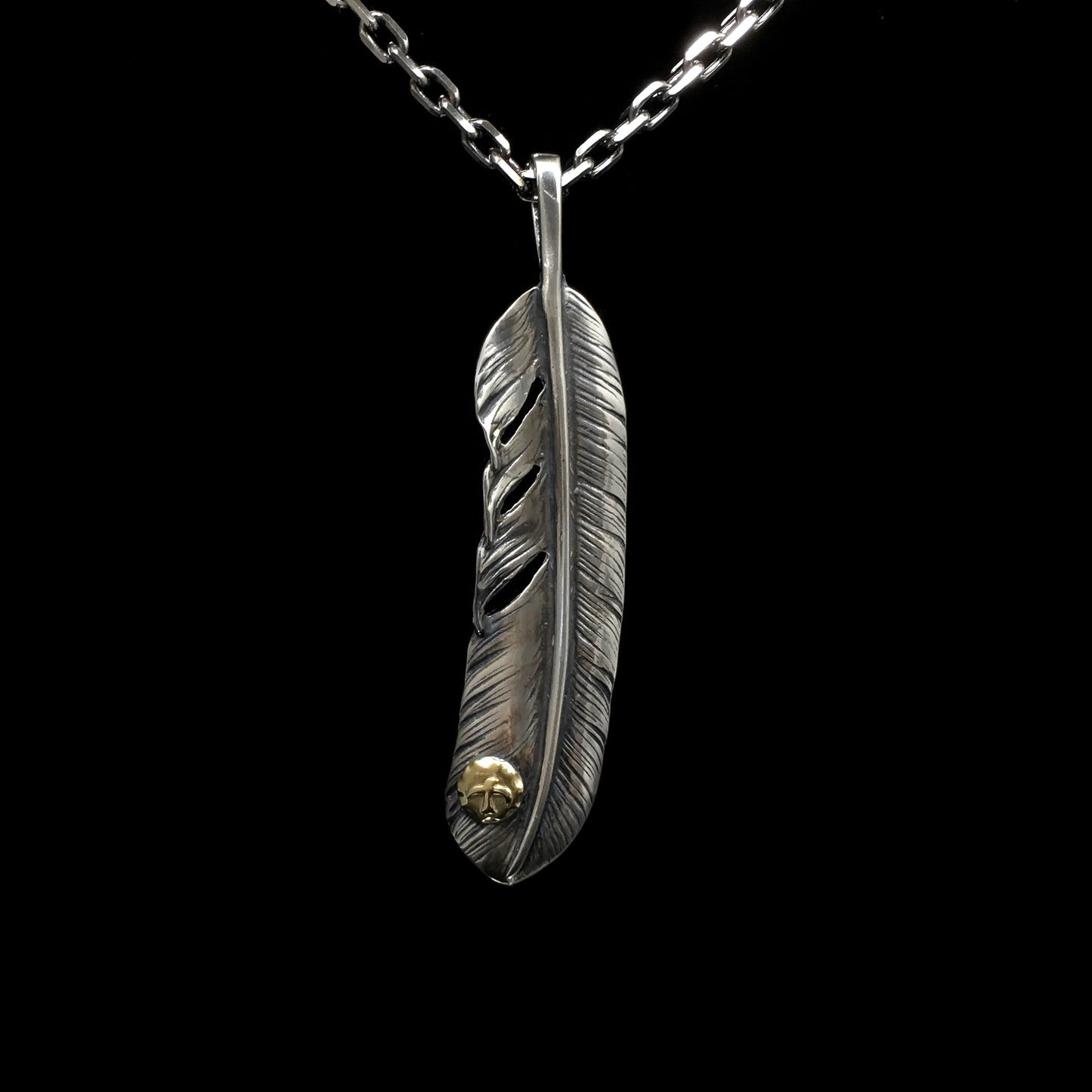 Right Feather Simple Leaf Retro 925 Silver Goro Takahashi Pendant
