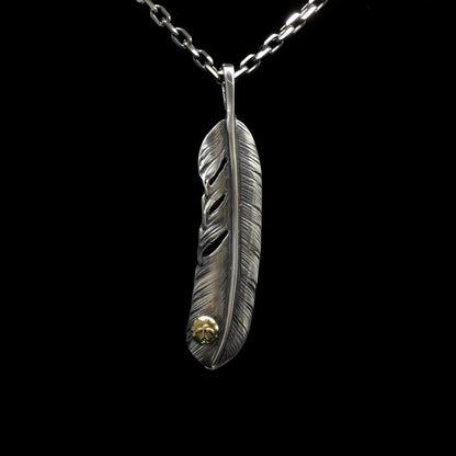 Right Feather Simple Leaf Retro 925 Silver Goro Takahashi Pendant