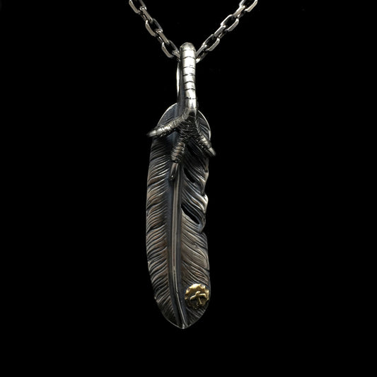 Left Eagle Claw Feather Retro 925 Silver Pendant Japan Takahashi Goro