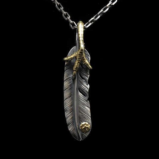 Left Eagle Claw Feather Retro 925 Silver Pendant  Japan Takahashi Goro with Sign