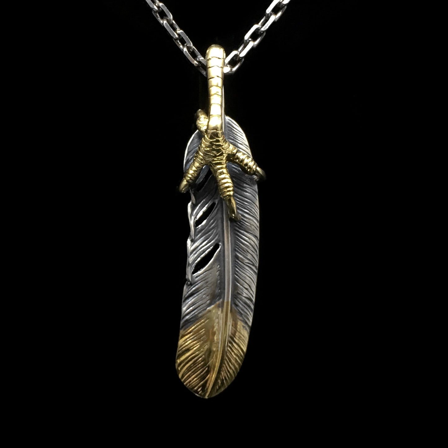 Right Eagle Claw Feather Retro 925 Silver Pendant Japan Takahashi Goro with Brass