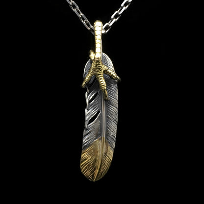 Right Eagle Claw Feather Retro 925 Silver Pendant Japan Takahashi Goro with Brass